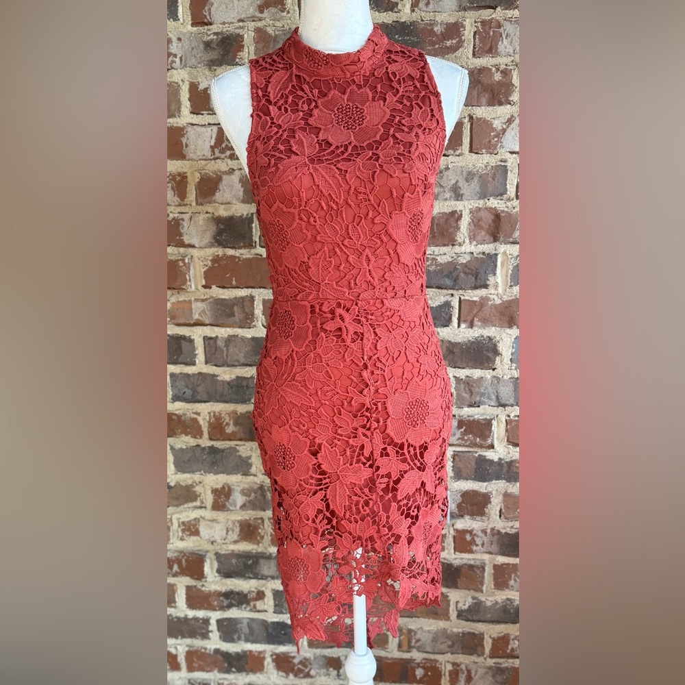 🦋Astr Rich Red Lace Dress